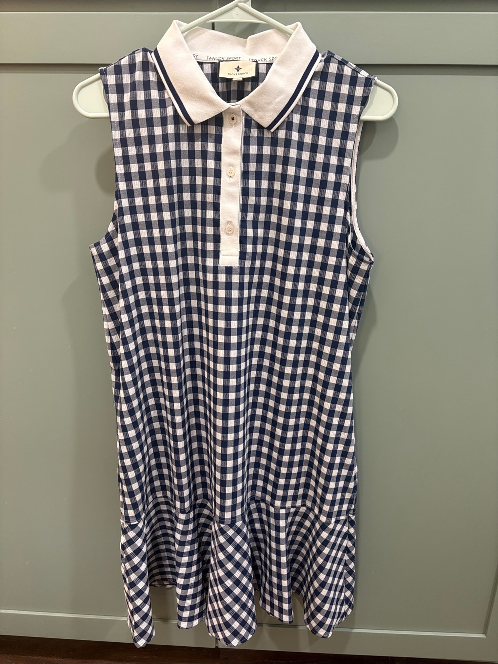 Tuckernuck Sport Navy and White Gingham Sleeveless Polo Dress-Worn 1x